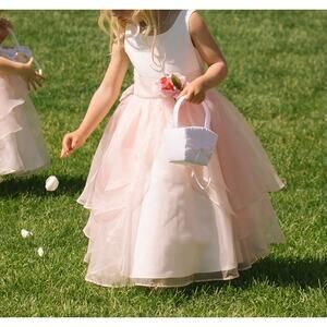 Us Angels White and Pink Tulle Ballet Flower Girl Special Occassion Dress Size 5